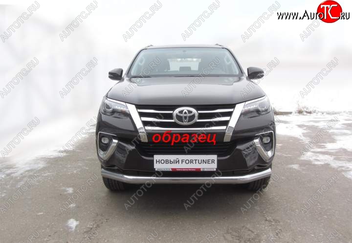 11 849 р. Защита переднего бампер Slitkoff  Toyota Fortuner  AN160 (2015-2020) дорестайлинг (Цвет: серебристый)  с доставкой в г. Нижний Новгород