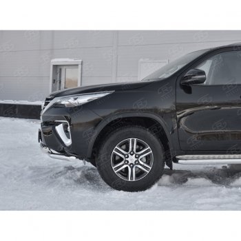 20 849 р. Защита переднего бампера (Ø63 мм с клыками, нержавейка) Russtal Toyota Fortuner AN160 дорестайлинг (2015-2020)  с доставкой в г. Нижний Новгород. Увеличить фотографию 3