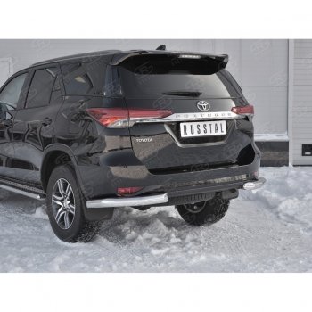 23 799 р. Защита заднего бампера (Ø76 мм уголки, нержавейка) SLITKOFF  Toyota Fortuner  AN160 (2015-2020) дорестайлинг  с доставкой в г. Нижний Новгород. Увеличить фотографию 4