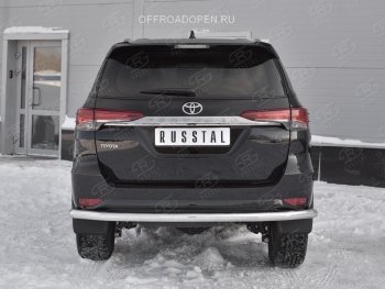 15 549 р. Защита заднего бампера (Ø63 мм, нержавейка) SLITKOFF  Toyota Fortuner  AN160 (2015-2020) дорестайлинг  с доставкой в г. Нижний Новгород. Увеличить фотографию 2