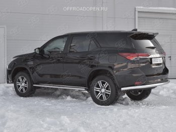 15 549 р. Защита заднего бампера (Ø63 мм, нержавейка) SLITKOFF  Toyota Fortuner  AN160 (2015-2020) дорестайлинг  с доставкой в г. Нижний Новгород. Увеличить фотографию 3