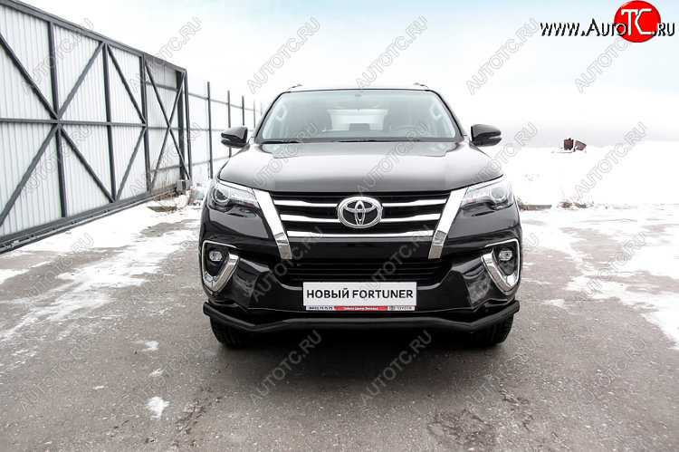 12 999 р. Защита переднего бампера Slitkoff (Ø 57 мм, волна). Toyota Fortuner AN160 дорестайлинг (2015-2020) (Сталь с полимерным покрытием. Цвет: черный)  с доставкой в г. Нижний Новгород