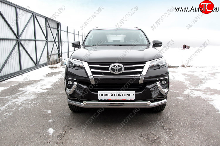 22 699 р. Защита переднего бампера Slitkoff (Ø 76+Ø 57 мм, двойная)  Toyota Fortuner  AN160 (2015-2020) дорестайлинг (Цвет: нержавеющая полированная сталь)  с доставкой в г. Нижний Новгород