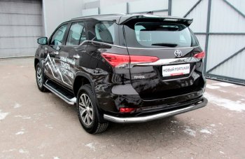 Защита заднего бампера Slitkoff (Ø 76 мм, длинная) Toyota (Тойота) Fortuner (Фортунер)  AN160 (2015-2020) AN160 дорестайлинг