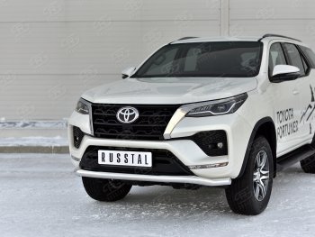 14 999 р. Защита переднего бампера (Ø63 мм, нержавейка) SLITKOFF Toyota Fortuner AN160 рестайлинг (2020-2024)  с доставкой в г. Нижний Новгород. Увеличить фотографию 2