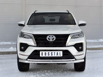 17 999 р. Защита переднего бампера (2 трубы Ø63 и 42 мм, нержавейка) SLITKOFF Toyota Fortuner AN160 рестайлинг (2020-2024)  с доставкой в г. Нижний Новгород. Увеличить фотографию 3