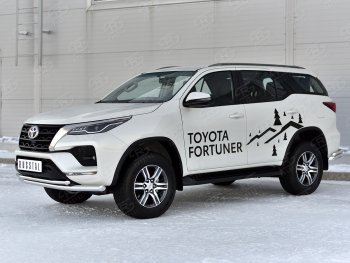 17 999 р. Защита переднего бампера (2 трубы Ø63 и 42 мм, нержавейка) SLITKOFF Toyota Fortuner AN160 рестайлинг (2020-2024)  с доставкой в г. Нижний Новгород. Увеличить фотографию 2