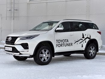 21 899 р. Защита переднего бампера (Ø63 мм с клыками, нержавейка) SLITKOFF Toyota Fortuner AN160 рестайлинг (2020-2024)  с доставкой в г. Нижний Новгород. Увеличить фотографию 3