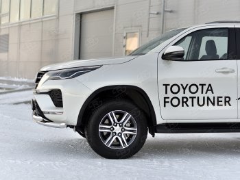 21 899 р. Защита переднего бампера (Ø63 мм с клыками, нержавейка) SLITKOFF Toyota Fortuner AN160 рестайлинг (2020-2024)  с доставкой в г. Нижний Новгород. Увеличить фотографию 4