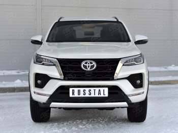 16 699 р. Защита переднего бампера (Ø75х42 мм, нержавейка) Russtal Toyota Fortuner AN160 рестайлинг (2020-2024)  с доставкой в г. Нижний Новгород. Увеличить фотографию 2