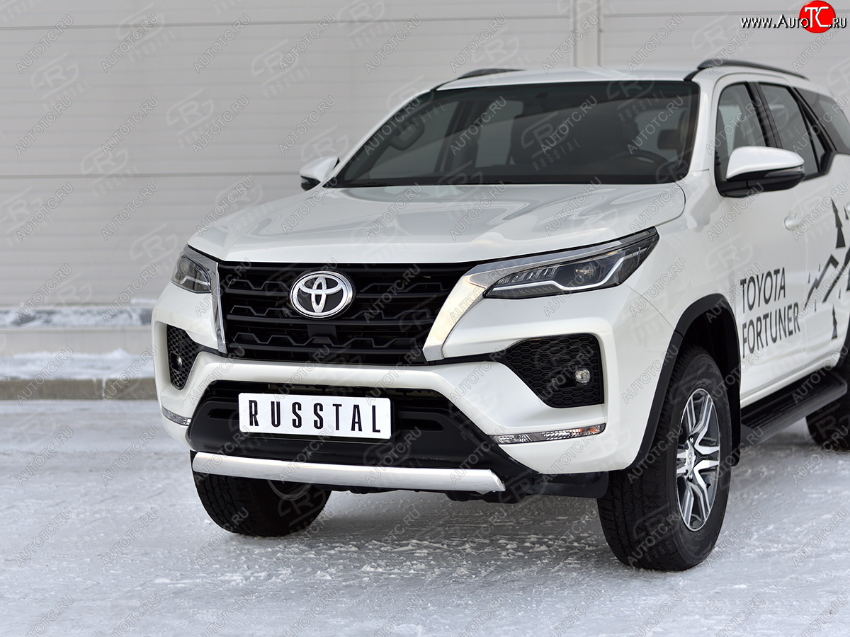 16 699 р. Защита переднего бампера (Ø75х42 мм, нержавейка) Russtal Toyota Fortuner AN160 рестайлинг (2020-2024)  с доставкой в г. Нижний Новгород