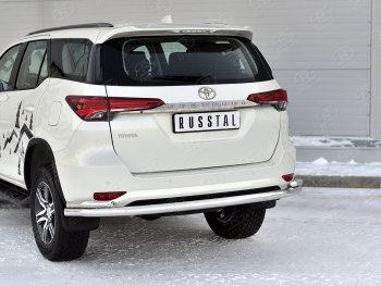 21 399 р. Защита заднего бампера (2 трубы Ø63 и 42 мм, нержавейка) SLITKOFF  Toyota Fortuner  AN160 (2020-2025) рестайлинг  с доставкой в г. Нижний Новгород. Увеличить фотографию 2