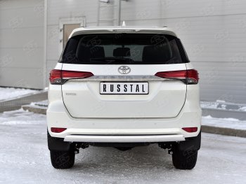 10 649 р. Защита заднего бампера (Ø75х42 мм, нержавейка) Russtal  Toyota Fortuner  AN160 (2020-2024) рестайлинг  с доставкой в г. Нижний Новгород. Увеличить фотографию 1