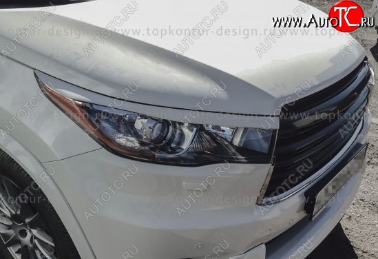 2 199 р. Реснички на фары TopKontur Design Toyota Highlander XU50 дорестайлинг (2013-2017) (Неокрашенные)  с доставкой в г. Нижний Новгород