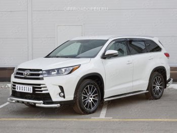 23 699 р. Защита переднего бампера (2 трубы Ø63 мм, нержавейка) SLITKOFF  Toyota Highlander  XU50 (2013-2017) дорестайлинг  с доставкой в г. Нижний Новгород. Увеличить фотографию 3