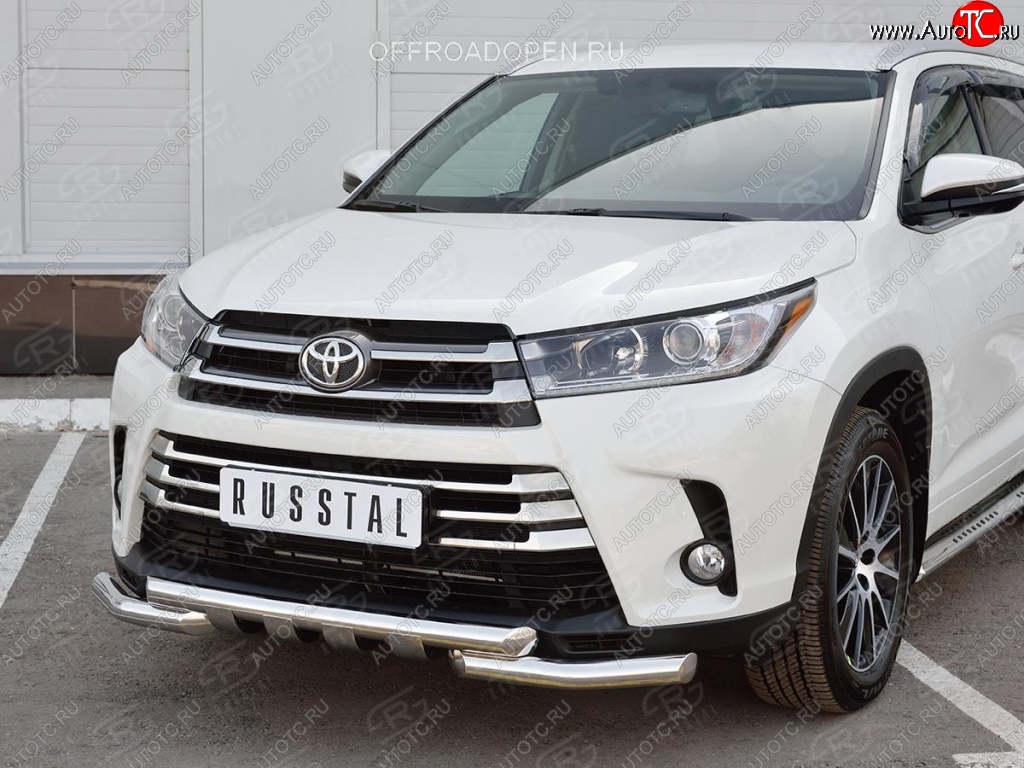 23 699 р. Защита переднего бампера (2 трубы Ø63 мм, нержавейка) SLITKOFF  Toyota Highlander  XU50 (2013-2017) дорестайлинг  с доставкой в г. Нижний Новгород