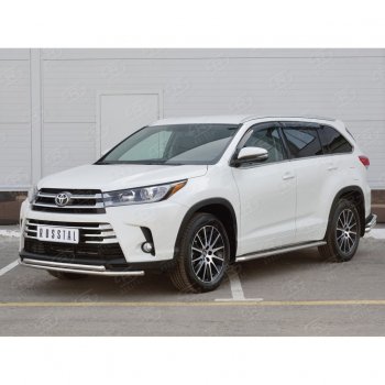 16 399 р. Защита переднего бампера (2 трубыØ42 мм, нержавейка) SLITKOFF  Toyota Highlander  XU50 (2013-2017) дорестайлинг  с доставкой в г. Нижний Новгород. Увеличить фотографию 2