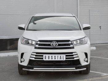 16 399 р. Защита переднего бампера (2 трубыØ42 мм, нержавейка) SLITKOFF  Toyota Highlander  XU50 (2013-2017) дорестайлинг  с доставкой в г. Нижний Новгород. Увеличить фотографию 3