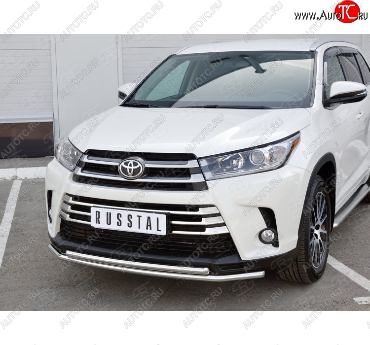 16 399 р. Защита переднего бампера (2 трубыØ42 мм, нержавейка) SLITKOFF  Toyota Highlander  XU50 (2013-2017) дорестайлинг  с доставкой в г. Нижний Новгород