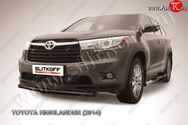 11 649 р. защита переднего бампера Slitkoff  Toyota Highlander  XU50 (2013-2017) дорестайлинг (Цвет: серебристый)  с доставкой в г. Нижний Новгород