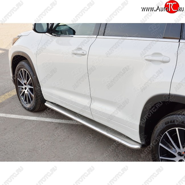 33 999 р. Широкая защита порогов с трубой диаметром 42 мм SLITKOFF v3  Toyota Highlander  XU50 (2013-2017) дорестайлинг  с доставкой в г. Нижний Новгород