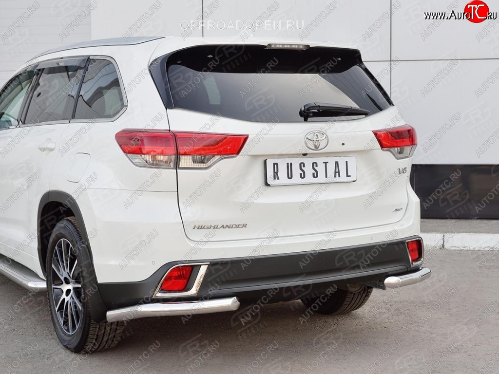 14 249 р. Защита заднего бампера (Ø63 мм уголки, нержавейка) SLITKOFF  Toyota Highlander  XU50 (2013-2017) дорестайлинг  с доставкой в г. Нижний Новгород