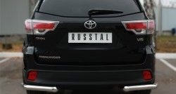 12 999 р. Защита заднего бампера (Ø63 мм уголки, нержавейка) SLITKOFF  Toyota Highlander  XU50 (2013-2017) дорестайлинг  с доставкой в г. Нижний Новгород. Увеличить фотографию 2