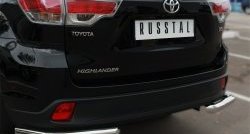 12 999 р. Защита заднего бампера (Ø63 мм уголки, нержавейка) SLITKOFF  Toyota Highlander  XU50 (2013-2017) дорестайлинг  с доставкой в г. Нижний Новгород. Увеличить фотографию 3