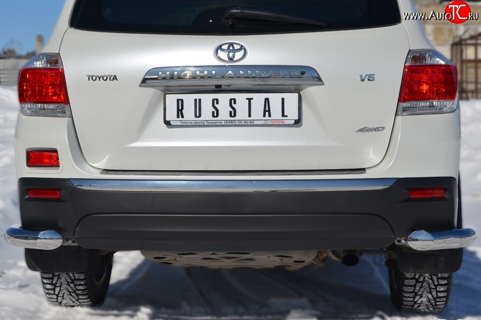 11 299 р. Защита заднего бампера (Ø76 мм уголки, нержавейка) SLITKOFF  Toyota Highlander  XU40 (2010-2013) рестайлинг  с доставкой в г. Нижний Новгород