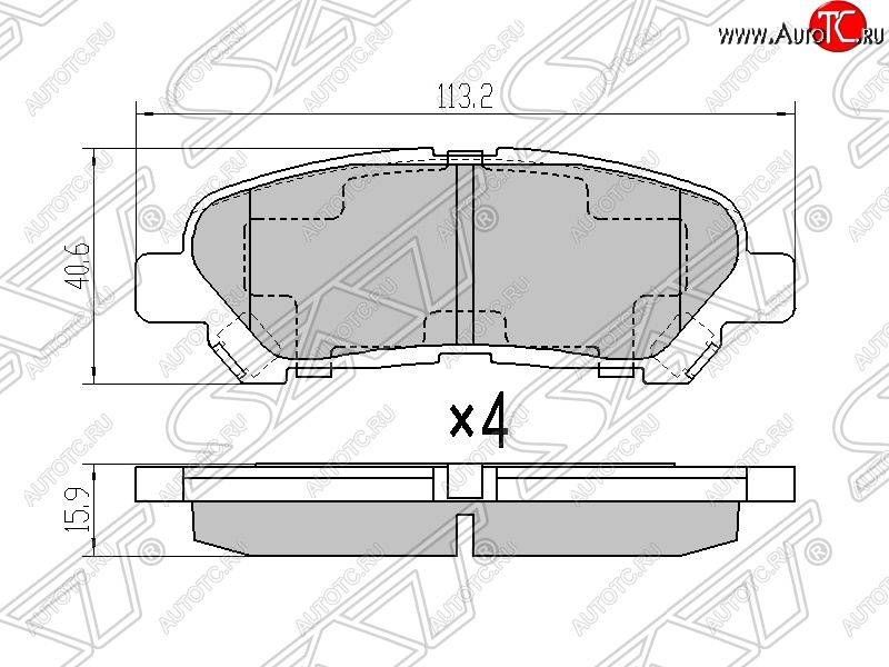 849 р. Колодки тормозные SAT (задние)  Toyota Highlander  XU40 (2007-2013) дорестайлинг, рестайлинг  с доставкой в г. Нижний Новгород