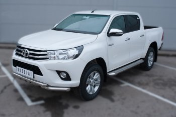 36 999 р. Порожки для ног (труба Ø63) SLITKOFF  Toyota Hilux  AN120 (2016-2020) дорестайлинг (лист - нержавейка, профиль - нержавейка)  с доставкой в г. Нижний Новгород. Увеличить фотографию 4