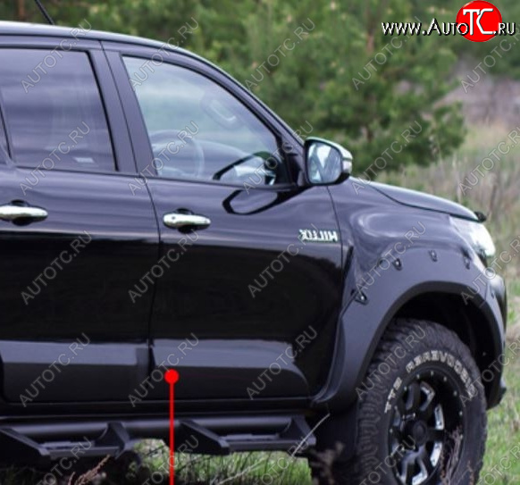 3 179 р. Молдинг двери RA (передний правый)  Toyota Hilux  AN120 (2016-2020) дорестайлинг (Поверхность глянец под покраску, Неокрашенный)  с доставкой в г. Нижний Новгород