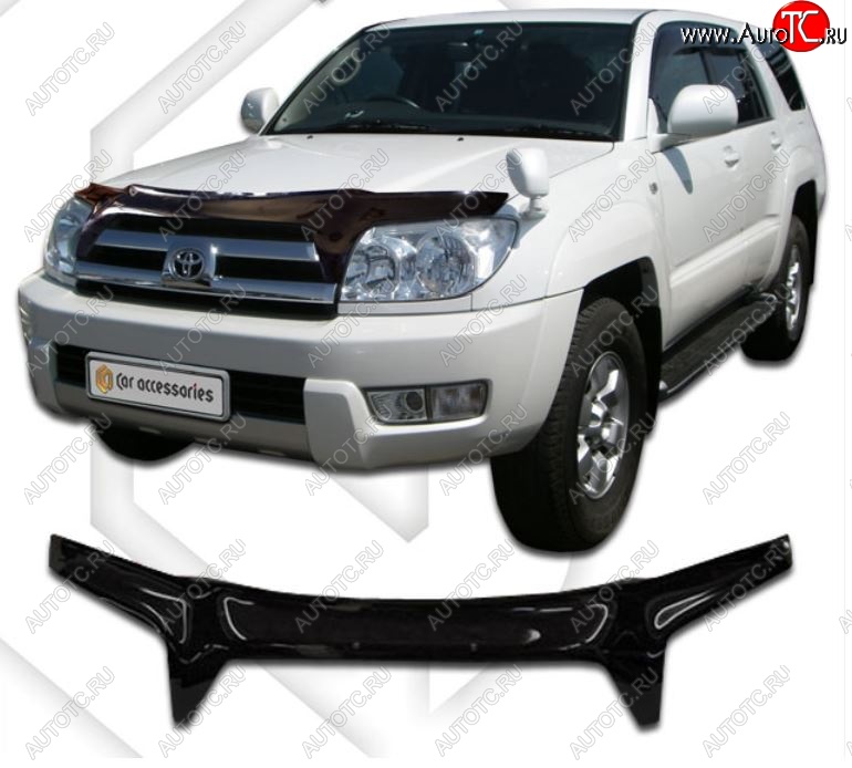 2 699 р. Дефлектор капота (N215) CA-Plastiс  Toyota Hilux Surf  N210 (2002-2005) дорестайлинг (Classic черный, Без надписи)  с доставкой в г. Нижний Новгород