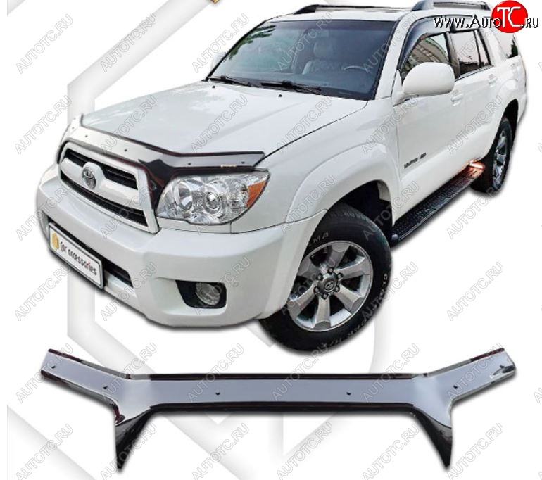 2 699 р. Дефлектор капота (GRN215W, TRN210W, TRN215W) CA-Plastiс  Toyota Hilux Surf  N210 (2005-2009) рестайлинг (Classic черный, Без надписи)  с доставкой в г. Нижний Новгород