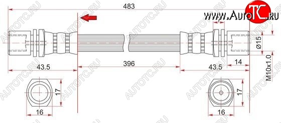 599 р. Тормозной шланг SAT (левый/правый) Toyota Hilux Surf N120,N130 5 дв. дорестайлинг (1989-1991)  с доставкой в г. Нижний Новгород