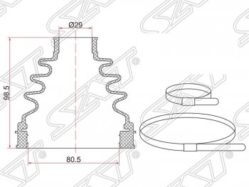 Пыльник ШРУСа (внутренний/передний/правый) SAT Toyota (Тойота) Hilux (Хайлюкс)  AN10,AN20 (2004-2011) AN10,AN20 дорестайлинг, 1-ый рестайлинг