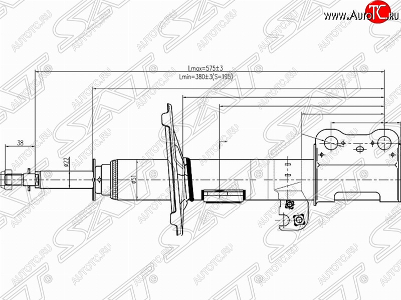 3 499 р. Левый амортизатор передний SAT  Toyota Ipsum  ACM20 - Noah  1  с доставкой в г. Нижний Новгород