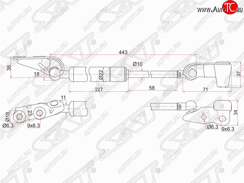 1 299 р. Левый газовый упор крышки багажника SAT  Toyota Ipsum  ACM20 (2001-2003) дорестайлинг  с доставкой в г. Нижний Новгород