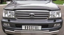 Тройная защита переднего бампера Russtal из труб диаметром по 63 мм Toyota Land Cruiser 100 2-ой рестайлинг (2005-2007)