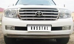 Защита переднего бампера (2 трубыØ63 мм, нержавейка) Russtal Toyota Land Cruiser 100 2-ой рестайлинг (2005-2007)