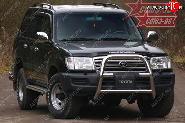 23 039 р. Защита переднего бампера под лебедку Souz-96 (d76) Toyota Land Cruiser 100 2-ой рестайлинг (2005-2007)  с доставкой в г. Нижний Новгород