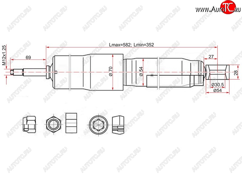 2 599 р. Амортизатор задний LH=RH SAT  Toyota Land Cruiser ( 80,  J105) (1989-2007)  с доставкой в г. Нижний Новгород