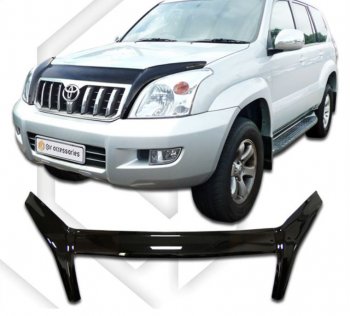 2 899 р. Дефлектор капота CA-Plastic exclusive  Toyota Land Cruiser Prado  J120 (2002-2009) (серия Classic черный, Без надписи)  с доставкой в г. Нижний Новгород. Увеличить фотографию 2