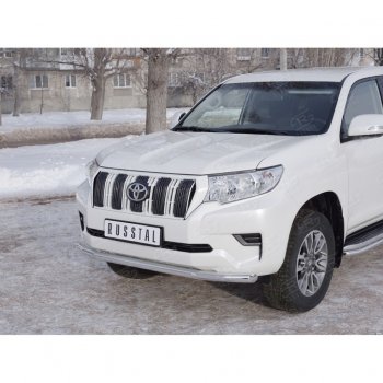 13 999 р. Защита переднего бампера (Ø63 мм, нержавейка) SLITKOFF Toyota Land Cruiser Prado J150 2-ой рестайлинг (2017-2020)  с доставкой в г. Нижний Новгород. Увеличить фотографию 2