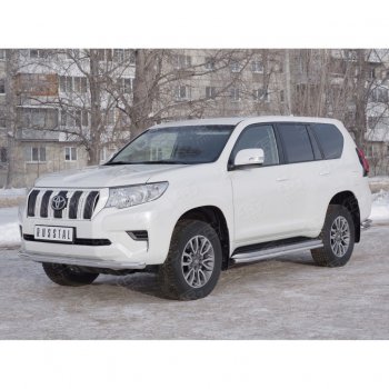 13 999 р. Защита переднего бампера (Ø63 мм, нержавейка) SLITKOFF Toyota Land Cruiser Prado J150 2-ой рестайлинг (2017-2020)  с доставкой в г. Нижний Новгород. Увеличить фотографию 3