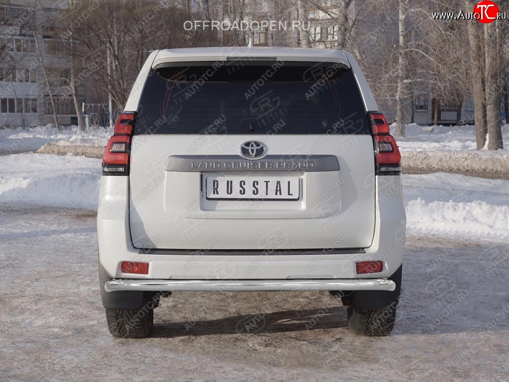 13 999 р. Защита заднего бампера (Ø63 мм, нержавейка) Russtal Toyota Land Cruiser Prado J150 2-ой рестайлинг (2017-2020)  с доставкой в г. Нижний Новгород