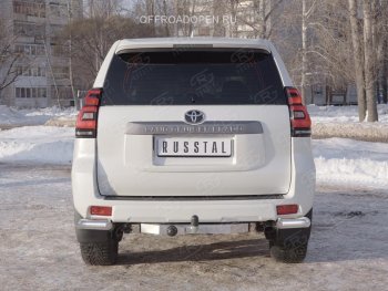 9 699 р. Защита заднего бампера (Ø76 мм уголки, нержавейка) SLITKOFF  Toyota Land Cruiser Prado  J150 (2017-2020) 2-ой рестайлинг  с доставкой в г. Нижний Новгород. Увеличить фотографию 2