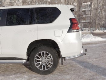 9 699 р. Защита заднего бампера (Ø76 мм уголки, нержавейка) SLITKOFF  Toyota Land Cruiser Prado  J150 (2017-2020) 2-ой рестайлинг  с доставкой в г. Нижний Новгород. Увеличить фотографию 3