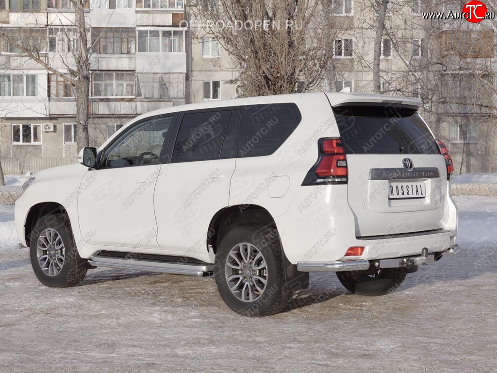 9 699 р. Защита заднего бампера (Ø76 мм уголки, нержавейка) SLITKOFF  Toyota Land Cruiser Prado  J150 (2017-2020) 2-ой рестайлинг  с доставкой в г. Нижний Новгород