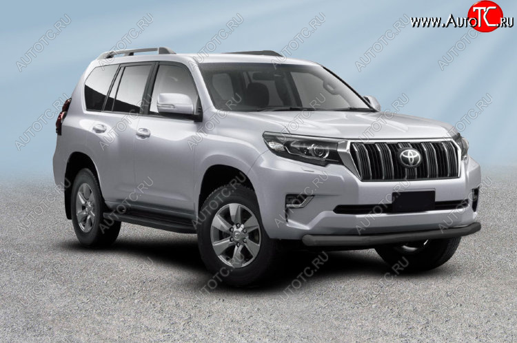 12 649 р. Защита переднего бампера Slitkoff (Ø мм). Toyota Land Cruiser Prado J150 2-ой рестайлинг (2017-2020) (Сталь с полимерным покрытием. Цвет: черный)  с доставкой в г. Нижний Новгород